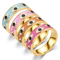 Titanium Steel Finger Ring, fashion jewelry & Unisex & different size for choice & enamel, golden, 6x1.80mm, Sold By PC