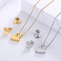 Fashion Stainless Steel Jewelry Sets Stud Earring & necklace 304 Stainless Steel Heart 2 pieces & fashion jewelry & for woman 9*11mm 17*13mm Length Approx 17.72 Inch Sold By Set