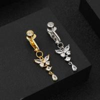Stainless Steel Belly Ring 304 Stainless Steel Butterfly fashion jewelry & for woman & with cubic zirconia Sold By PC