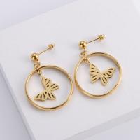 Stainless Steel Drop Earring, 316L Stainless Steel, 18K gold plated, fashion jewelry & for woman, golden, 25x25mm, Sold By Pair