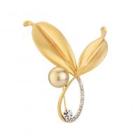 Plastic perle broche, Zinc Alloy, med Plastic Pearl, mode smykker & for kvinde & med rhinestone, nikkel, bly & cadmium fri, 52x42mm, Solgt af PC