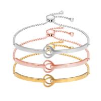 Titanium Steel Bracelet & Bangle, Heart, Vacuum Ion Plating, fashion jewelry & adjustable & with rhinestone, more colors for choice, 10mm, Inner Diameter:Approx 70mm, Length:Approx 19 cm, Sold By PC