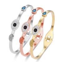 Evil Eye Jewelry Bracelet Titanium Steel Horse Eye Vacuum Ion Plating fashion jewelry & evil eye pattern & for woman & with rhinestone 13mm Inner Approx Sold By PC