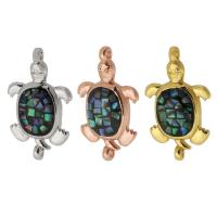 Mosaz Šperky Connector, s Abalone Shell, Želva, á, DIY & 1/1 smyčka, více barev na výběr, nikl, olovo a kadmium zdarma, 13x21x3mm, Otvor:Cca 1mm, Prodáno By PC