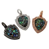 Cubic Zirconia Micro Pave Brass Pendant with Abalone Shell Shield plated DIY & micro pave cubic zirconia nickel lead & cadmium free Approx 3mm Sold By PC