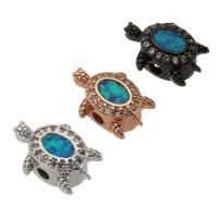 Cubic Zirconia Micro Pave Brass Beads with Opal Turtle plated DIY & micro pave cubic zirconia nickel lead & cadmium free Approx 1.5mm Sold By PC