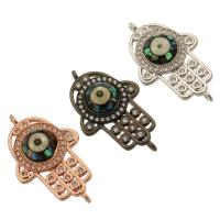 Evil Eye Connector Brass with Abalone Shell Hand plated DIY & evil eye pattern & micro pave cubic zirconia & 1/1 loop nickel lead & cadmium free Approx 1mm Sold By PC