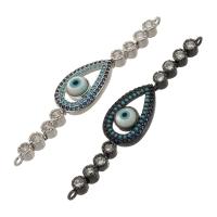 Evil Eye Connector, Brass, Teardrop, plated, DIY & evil eye pattern & micro pave cubic zirconia & 1/1 loop, more colors for choice, nickel, lead & cadmium free, 52mm,18x11x5mm,3.5mm, Hole:Approx 1mm, Sold By PC