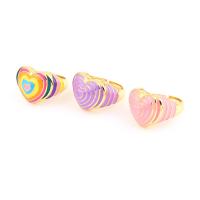 Brass Finger Ring, Heart, gold color plated, Adjustable & for woman & enamel, more colors for choice, 22x17mm, Sold By PC