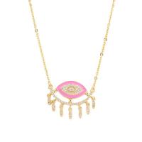 Evil Eye Jewelry Necklace, Brass, gold color plated, micro pave cubic zirconia & for woman & enamel, more colors for choice, 25mm, Length:Approx 17.7 Inch, Sold By PC