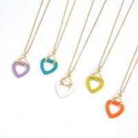 Brass Necklace, Heart, gold color plated, for woman & enamel, more colors for choice, 15x22mm, Length:Approx 17.7 Inch, Sold By PC