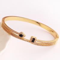 Bracelet cubique en laiton zircon pavent, Placage de couleur d'or, pavé de micro zircon & pour femme, plus de couleurs à choisir, 58x8mm, Vendu par PC
