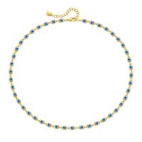 Evil Eye Jewelry Necklace, Brass, with Resin, with 2.36inch extender chain, 18K gold plated, fashion jewelry & for woman, Length:Approx 15.55 Inch, Sold By PC