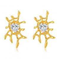 Cubic Zirconia Micro Pave Brass Earring Spider Web 18K gold plated micro pave cubic zirconia & for woman & hollow nickel lead & cadmium free Sold By Pair