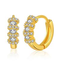 Cubic Zirconia Micro Pave Brass Earring, 18K gold plated, fashion jewelry & micro pave cubic zirconia & for woman, nickel, lead & cadmium free, 4x15mm, Sold By Pair