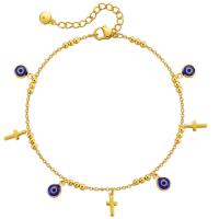 Brass Anklet with 2.36inch extender chain Cross 18K gold plated fashion jewelry & for woman nickel lead & cadmium free Length Approx 9.05 Inch Sold By PC