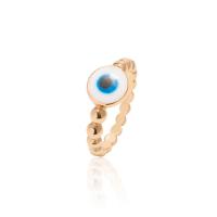Evil Eye Jewelry Ring Finger, liga de zinco, Mau-olhado, cromado de cor dourada, para mulher & esmalte, Mais cores pare escolha, tamanho:8-9.5, vendido por PC