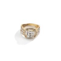 Vještački dijamant Ring Finger, Cink Alloy, Geometrijski uzorak, pozlaćen, za čovjeka & s Rhinestone, više boja za izbor, nikal, olovo i kadmij besplatno, 18mm, Veličina:8, Prodano By PC