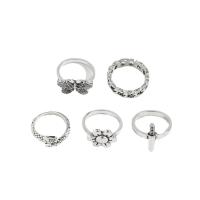 Zinc Alloy Ring Set antique silver color plated 6 pieces & for man nickel lead & cadmium free US Ring .5-9 Sold By Set
