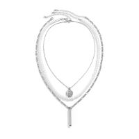 Mode-Multi-Layer-Halskette, Kunststoff Perlen, mit Titanstahl & Messing & Eisen & Zinklegierung, mit Verlängerungskettchen von 2.7inch, silberfarben plattiert, Modeschmuck & mehrschichtig & für den Menschen, Länge:ca. 17.7 ZollInch, ca. 19.6 ZollInch, ca. 21.6 ZollInch, verkauft von PC
