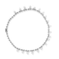 Collar de perlas de plástico, fundición, con Perlas plásticas, chapado en color de plata, Joyería & para hombre, longitud:aproximado 19.6 Inch, Vendido por UD