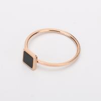 Stainless Steel Finger Ring 304 Stainless Steel with Black Shell Square real rose gold plated & for woman US Ring Sold By PC