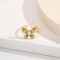 Cubique anneau en laiton Circonia Micro Pave, papillon, Plaqué d'or, Réglable & pavé de micro zircon & pour femme, 16.50x14.50mm, Vendu par PC