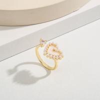 Cubique anneau en laiton Circonia Micro Pave, avec perle de plastique, Plaqué d'or, Réglable & pavé de micro zircon & pour femme & émail, Vendu par PC