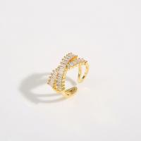 Cubic Zirconia Micro Pave Brass Ring real gold plated Adjustable & micro pave cubic zirconia & for woman Sold By PC