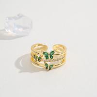 Cubique anneau en laiton Circonia Micro Pave, Plaqué d'or, Réglable & styles différents pour le choix & pavé de micro zircon & pour femme, Vendu par PC