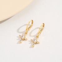 Cubic Zirconia Micro Pave Brass Earring, real gold plated, micro pave cubic zirconia & for woman, 9x26mm, Sold By Pair