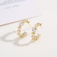 Cubic Zirconia Micro Pave Brass Earring, real gold plated, micro pave cubic zirconia & for woman, 20x5.50mm, Sold By Pair