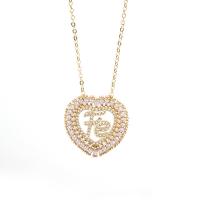 Cubic Zircon Micro Pave Brass Necklace with 2.75 inch extender chain Heart real gold plated micro pave cubic zirconia & for woman & hollow 23mm Length Approx 14.96 Inch Sold By PC