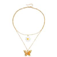 Multi Layer Necklace Zinc Alloy with Resin gold color plated Double Layer & fashion jewelry & for woman two different colored 25mm Length 42 cm Sold By PC