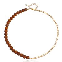 Resin Necklace Zinc Alloy with Resin gold color plated fashion jewelry & for woman two different colored Sold Per 42 cm Strand