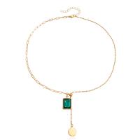 Crystal Necklace Zinc Alloy with Crystal gold color plated fashion jewelry & for woman two different colored 20mm Sold By PC
