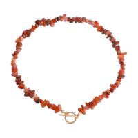Natural Gemstone Necklace, Tibetan Style, with Goldstone & Freshwater Pearl, gold color plated, fashion jewelry & different styles for choice & for woman, red, 30mm, Sold Per 42 cm Strand