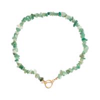 Natural Gemstone Necklace Zinc Alloy with Jadeite gold color plated fashion jewelry & for woman green Sold Per 42 cm Strand