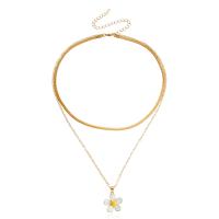 Multi Layer Necklace Zinc Alloy gold color plated Double Layer & fashion jewelry & for woman & enamel golden 20mm Length 37 cm Sold By PC