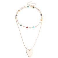 Multi Layer Necklace Zinc Alloy with Acrylic with 10cm extender chain gold color plated Double Layer & fashion jewelry & for woman & enamel 30mm Length 51 cm Sold By PC