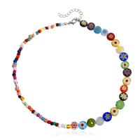 Lampwork Necklace Zinc Alloy with Lampwork with 5cm extender chain fashion jewelry & for woman multi-colored Sold Per 41 cm Strand