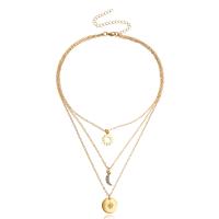 Multi Layer Necklace, Tibetan Style, with 10cm extender chain, gold color plated, three layers & fashion jewelry & for woman & with rhinestone, golden, 15mm, Length:47 cm, Sold By PC