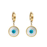 Evil Eye Earrings, Titanium Steel, plated, fashion jewelry & for woman, more colors for choice, 16x35mm, Sold By Pair