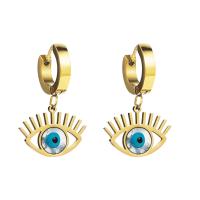 Evil Eye Earrings, Titanium Steel, plated, fashion jewelry & for woman, more colors for choice, 28x30mm, Sold By Pair