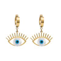 Evil Eye Earrings, Titanium Steel, plated, fashion jewelry & for woman, golden, 25x33mm, Sold By Pair