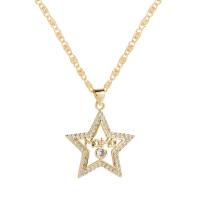 Cubic Zircon Micro Pave Brass Necklace, Star, 18K gold plated, fashion jewelry & micro pave cubic zirconia & for woman, 23x28mm, Length:43 cm, Sold By PC