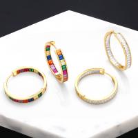Boucles d'oreilles en laiton zircon cubique pavent, Plaqué or 18K, bijoux de mode & pour femme & avec zircone cubique, plus de couleurs à choisir, 36x5mm, Vendu par paire