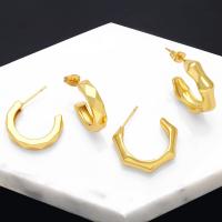 Latão Brinco, cobre, 18K banhado a ouro, joias de moda & Vario tipos a sua escolha & para mulher, 2.2x0.5cmu30012.5x0.7cm, vendido por par