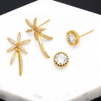 Cubic Zirconia Micro Pave Brass Earring 18K gold plated fashion jewelry & micro pave cubic zirconia & for woman  Sold By Pair