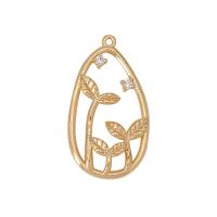 Cubic Zirconia Micro Pave Brass Pendant, Teardrop, gold color plated, fashion jewelry & Unisex & micro pave cubic zirconia & hollow, golden, nickel, lead & cadmium free, 28x16mm, Approx 10PCs/Bag, Sold By Bag